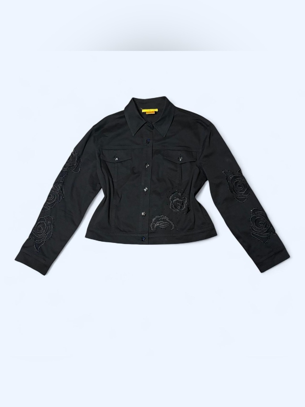 Goth Black Floral Denim Jacket by Anev!